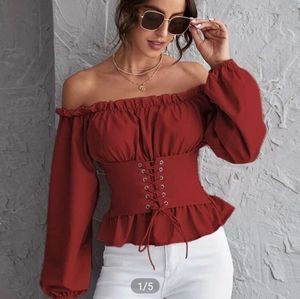 SHEIN BURNT ORANGE PEPLUM BLOUSE